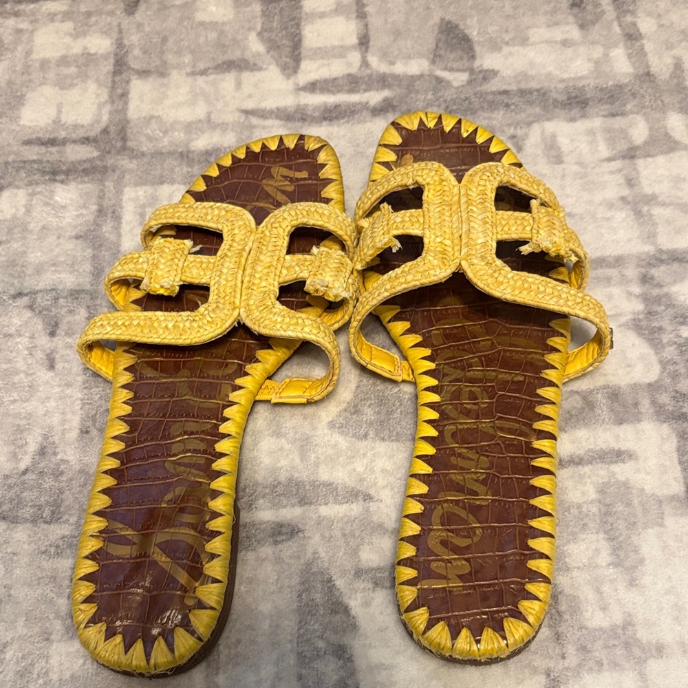 Delman Yellow Woven Sandals